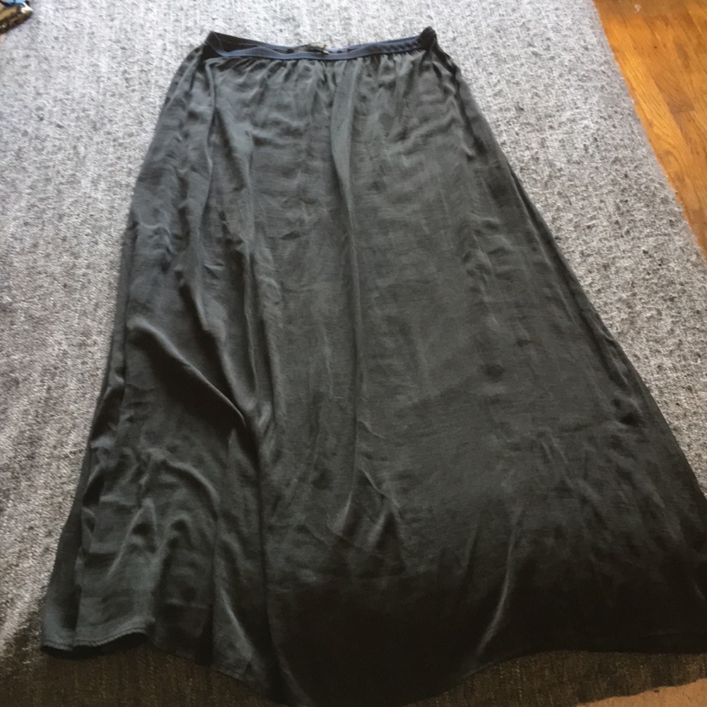 Satin black zara long skirt